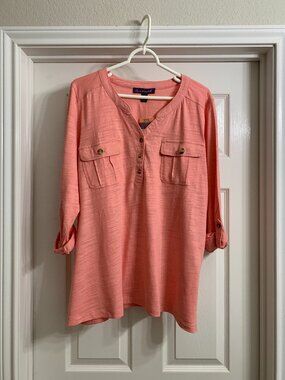 Gloria Vanderbilt Women's Coral Color Shirt, Size XXL (NWT)